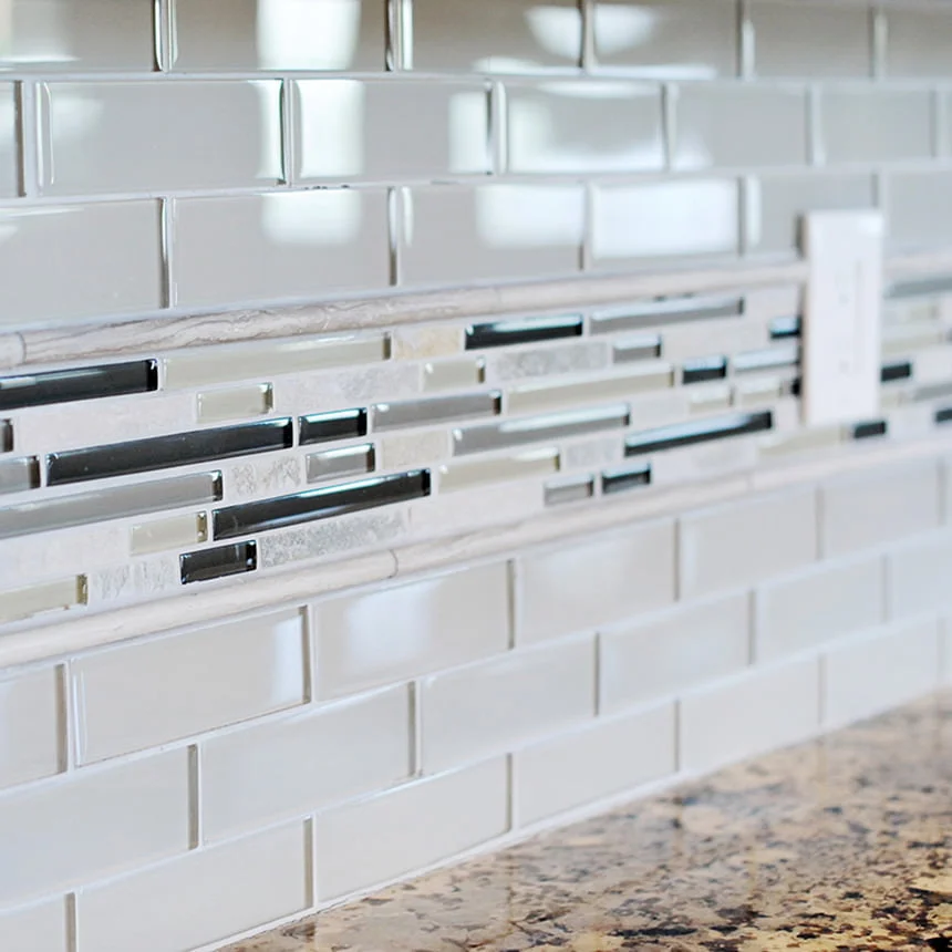 Ceramic Tile with Mosaic Accent Kitchen Backsplash