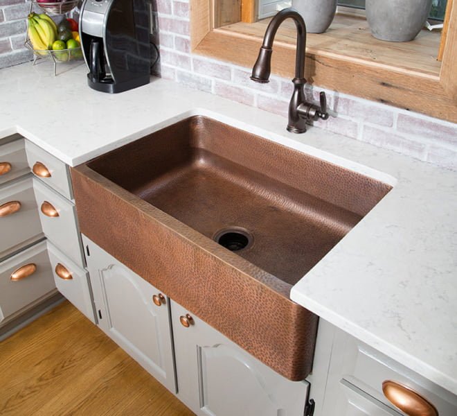 Hammered Copper Apron Kitchen Sink