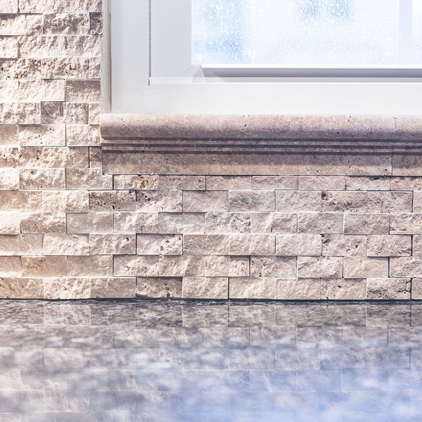 Limestone Mosaic Tile Kitchen Backsplash