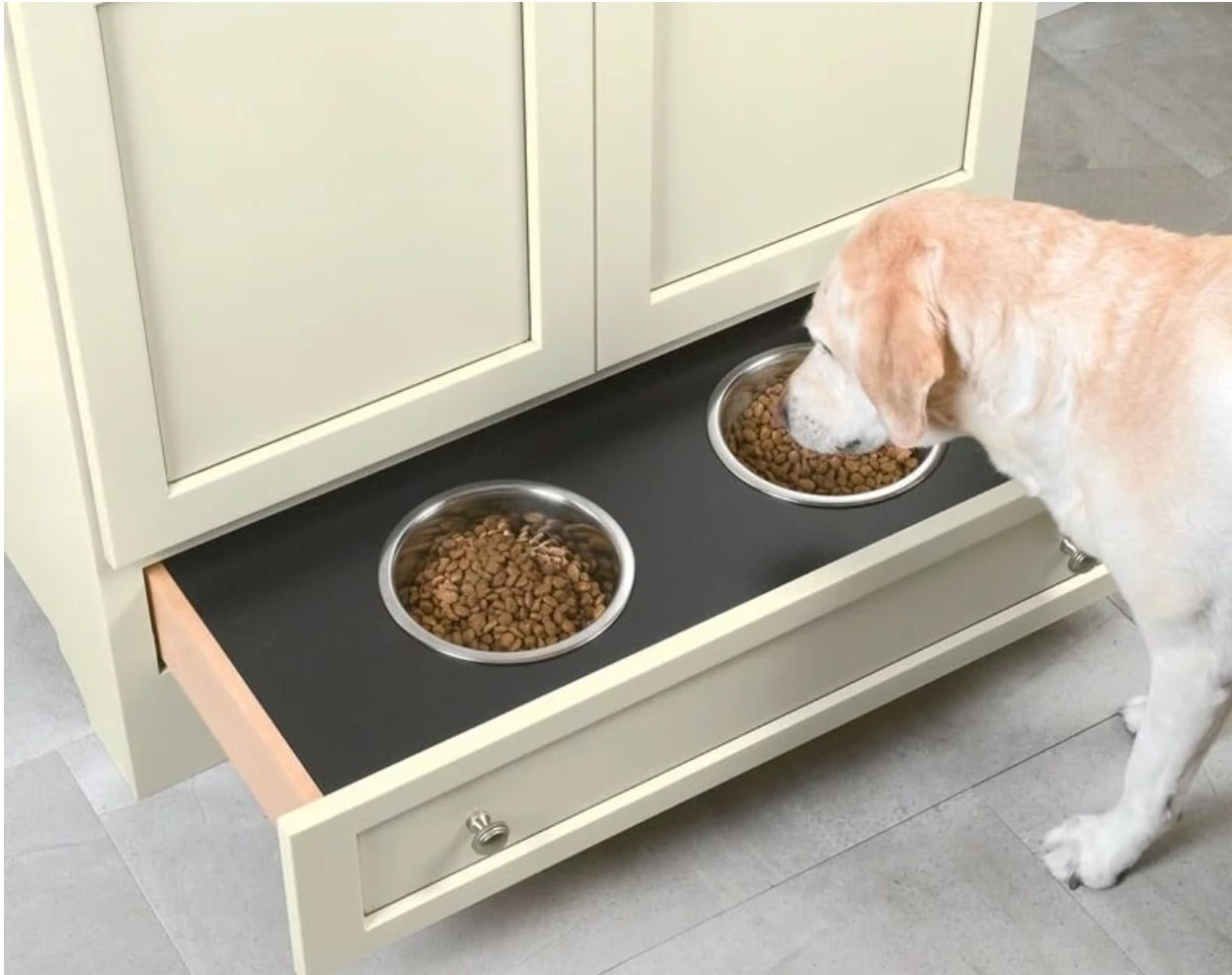 Small Kitchen Remodel Dog Bowl Drawer